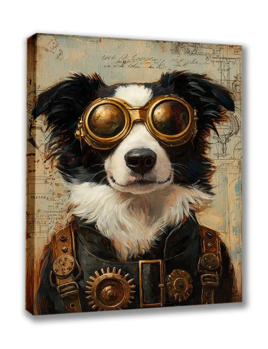 Wandbild Hund 10 Steampunk Stil Oelgemälde Kunstdruck auf Leinwand | Wandbild Galerie