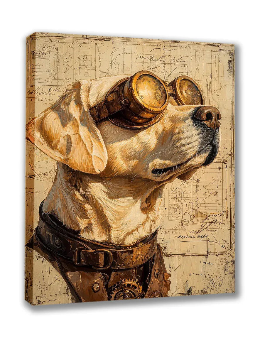 Wandbild Hund 9 Steampunk Stil Oelgemälde Kunstdruck auf Leinwand | Wandbild Galerie