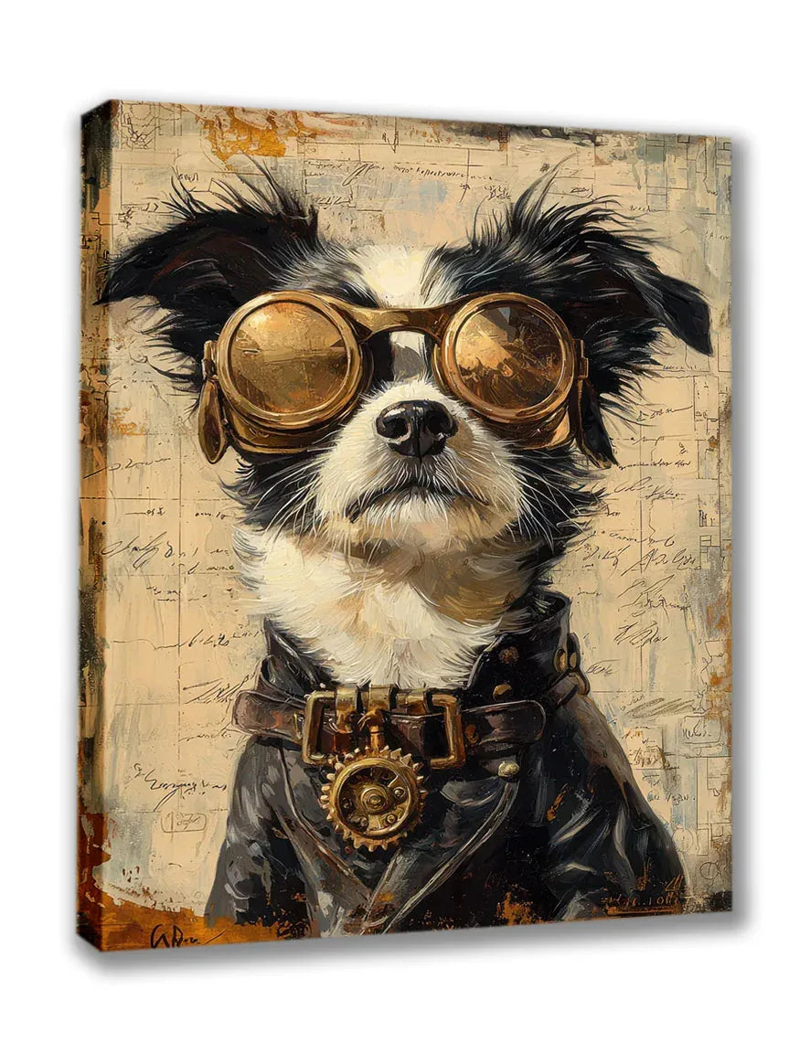 Wandbild Hund 7 Steampunk Stil Oelgemälde Kunstdruck auf Leinwand | Wandbild Galerie