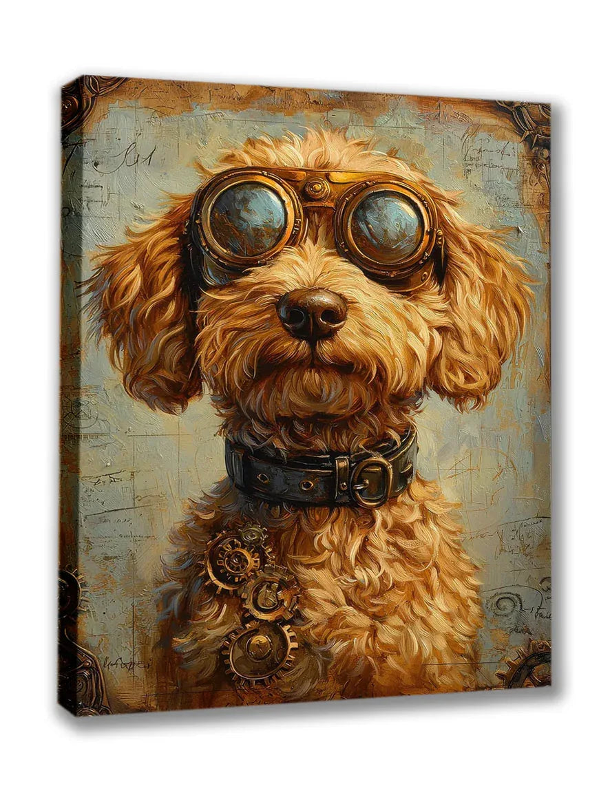 Wandbild Hund 4 Steampunk Stil Oelgemälde Kunstdruck auf Leinwand | Wandbild Galerie