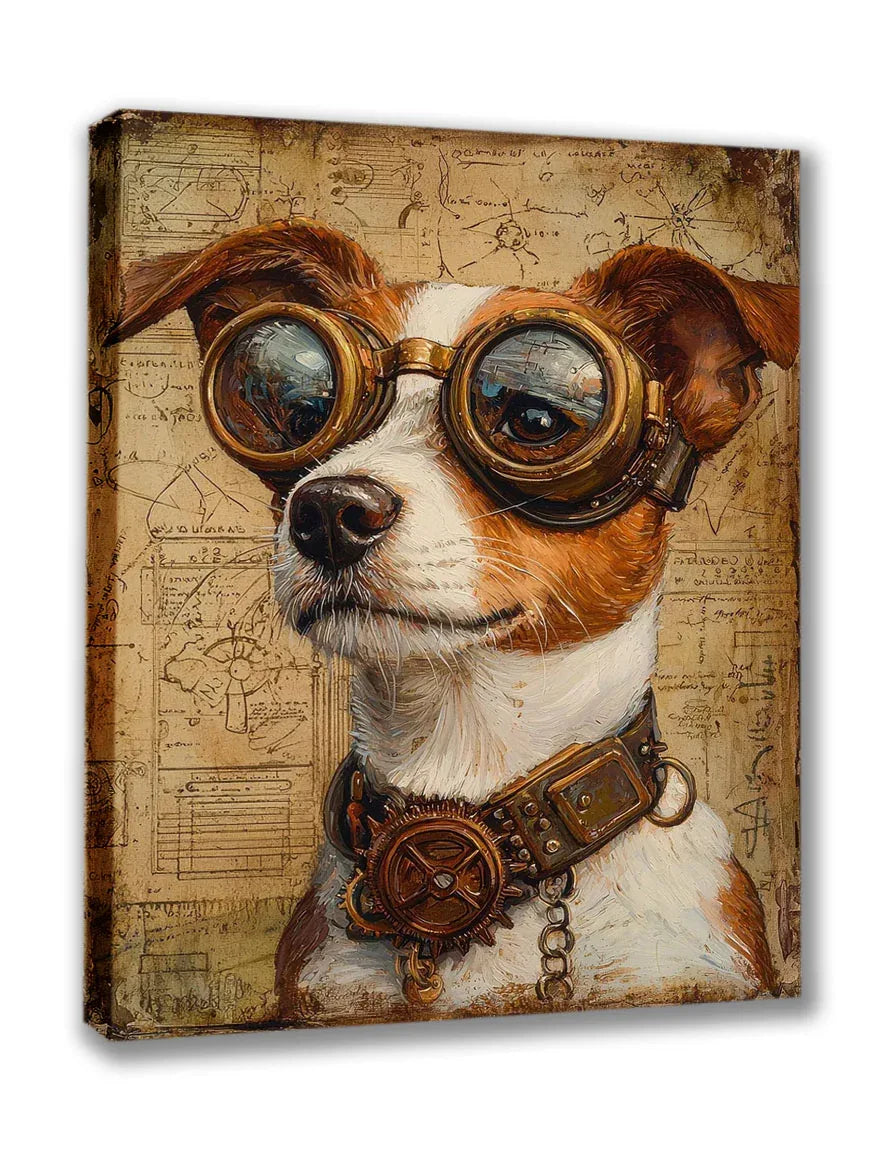 Wandbild Hunde Steampunk Stil Oelgemälde Kunstdruck auf Leinwand | Wandbild Galerie