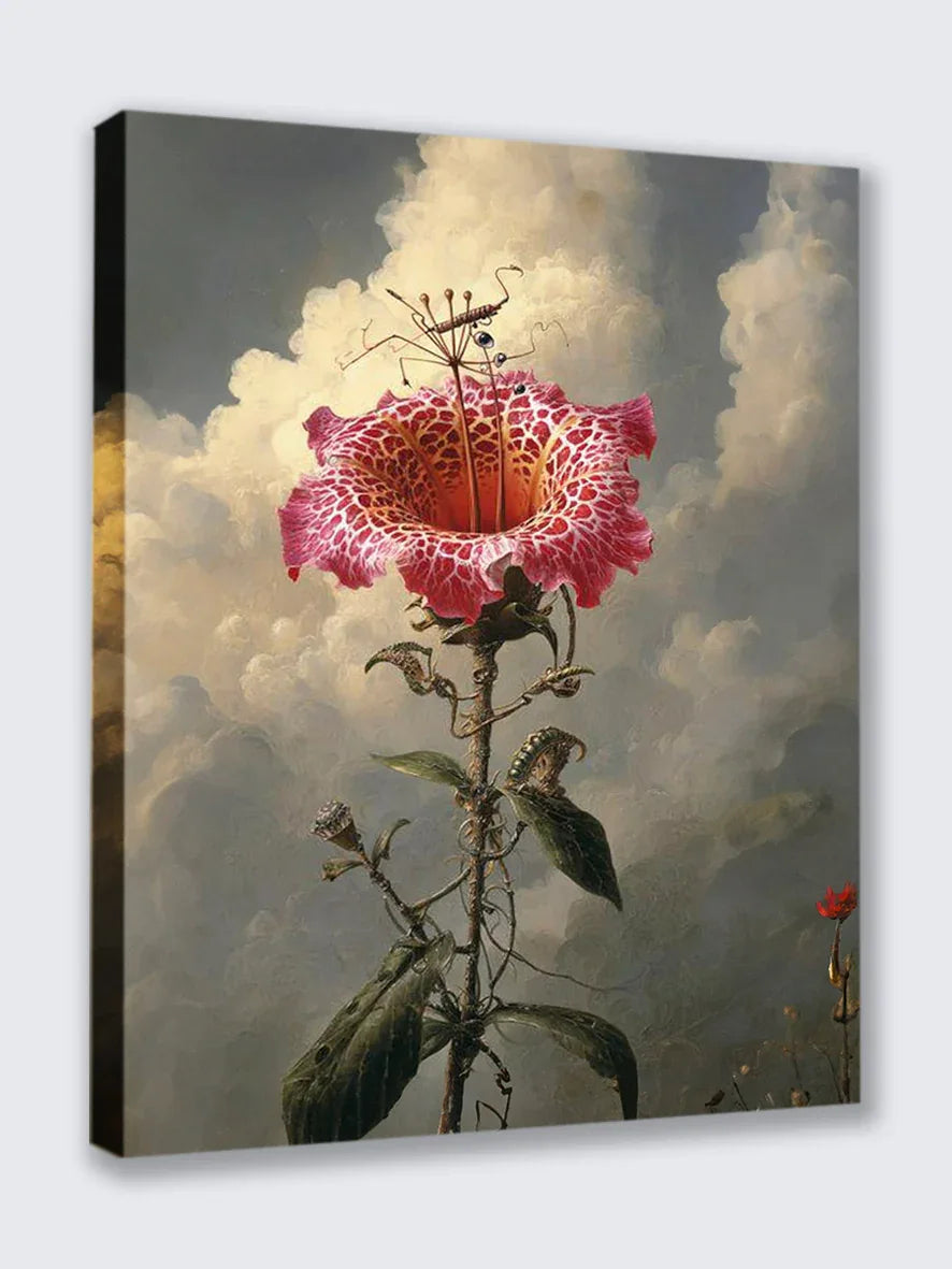 Wandbild rote Blume Salvador Dali Style Kunstdruck auf Leinwand | Wandbild Galerie