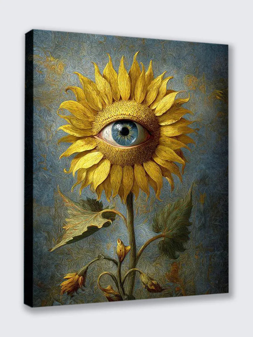 Wandbild Sonnenblume Salvador Dali Style Kunstdruck auf Leinwand | Wandbild Galerie
