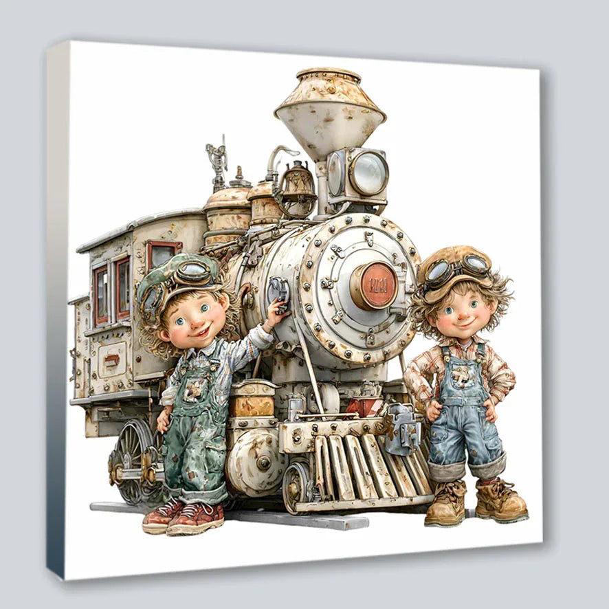 Wandbild Vintage Kids 5 Kunstdruck auf Leinwand | Wandbild Galerie