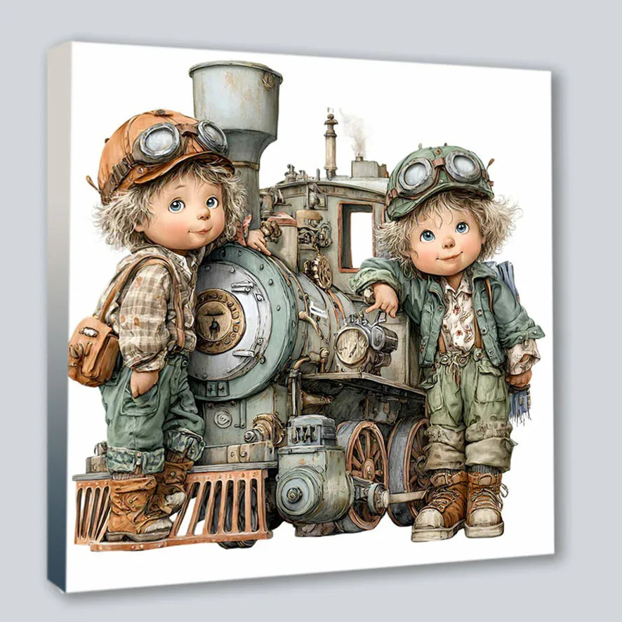 Wandbild Vintage Kids 4 Kunstdruck auf Leinwand | Wandbild Galerie