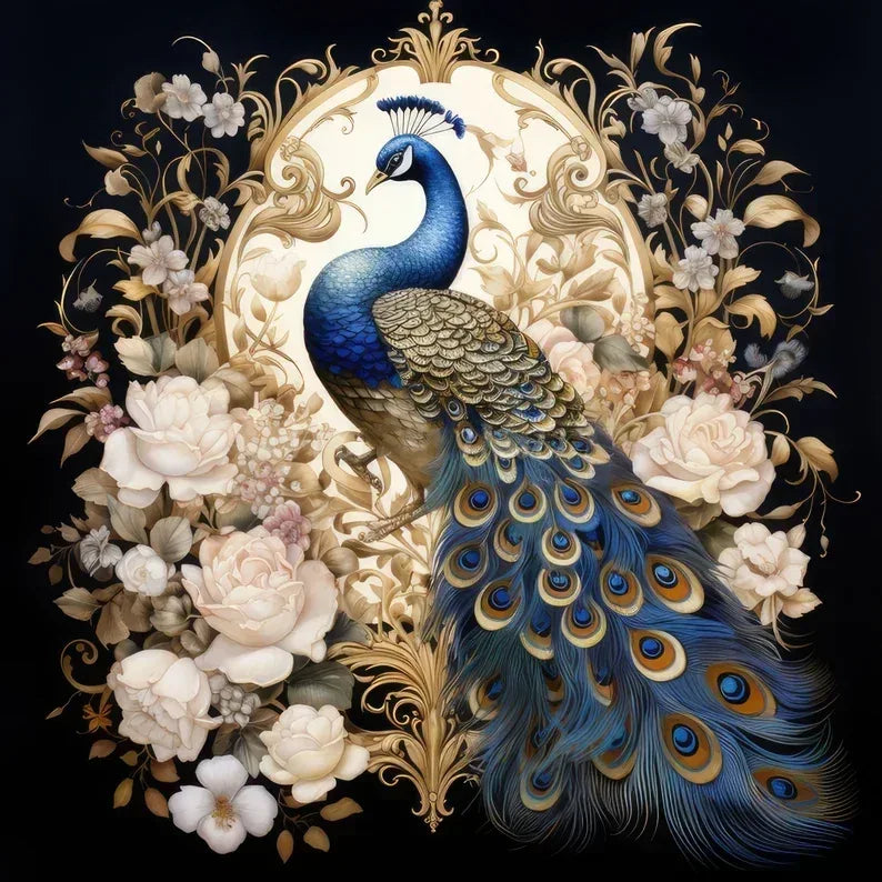 Wandbild Pfau Kunstdruck auf Leinwand direkt zum Aufhängen | Wandbild Galerie
