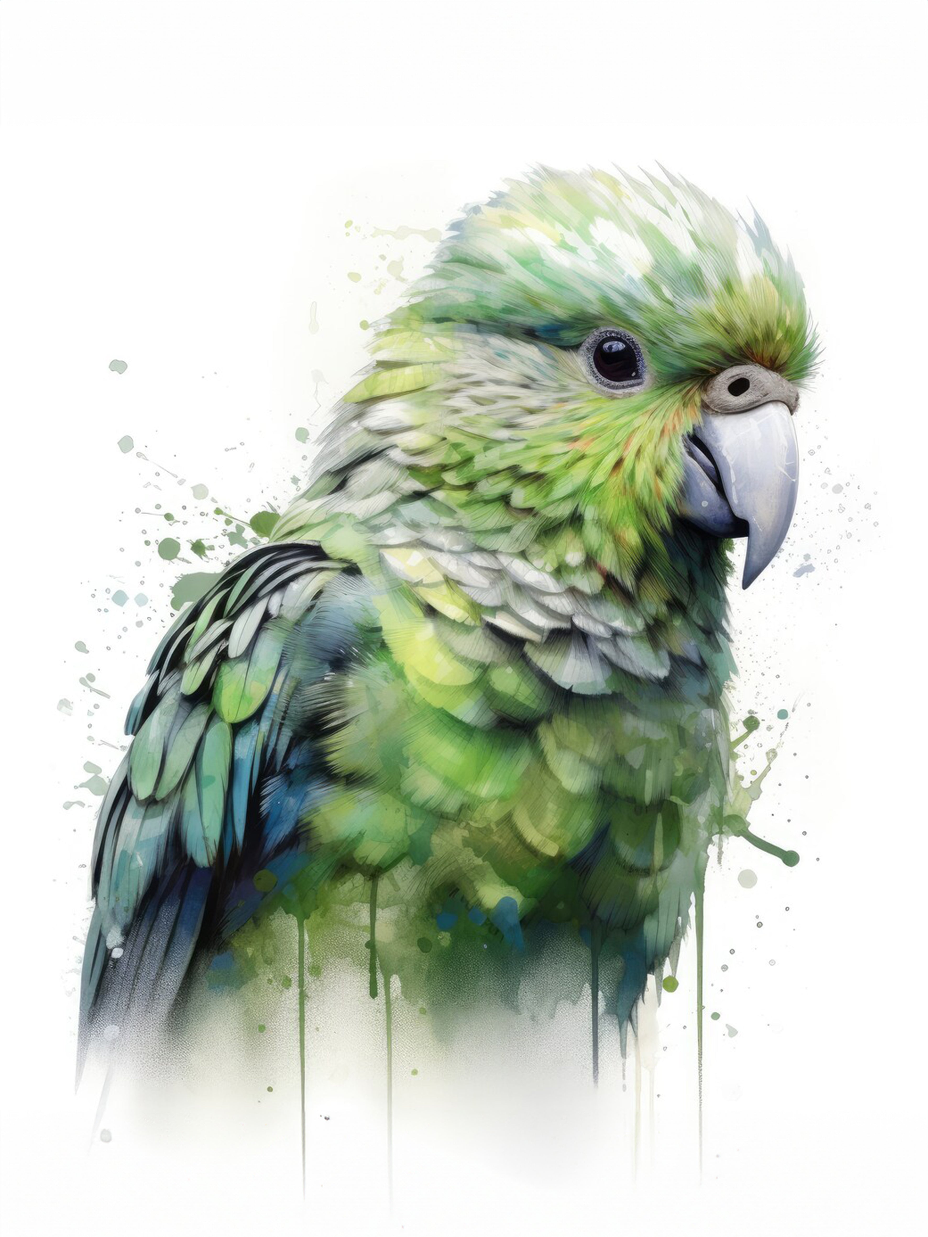 Wandbild Papagei Kakapo 4 Kunstdruck auf Leinwand direkt zum Aufhängen
