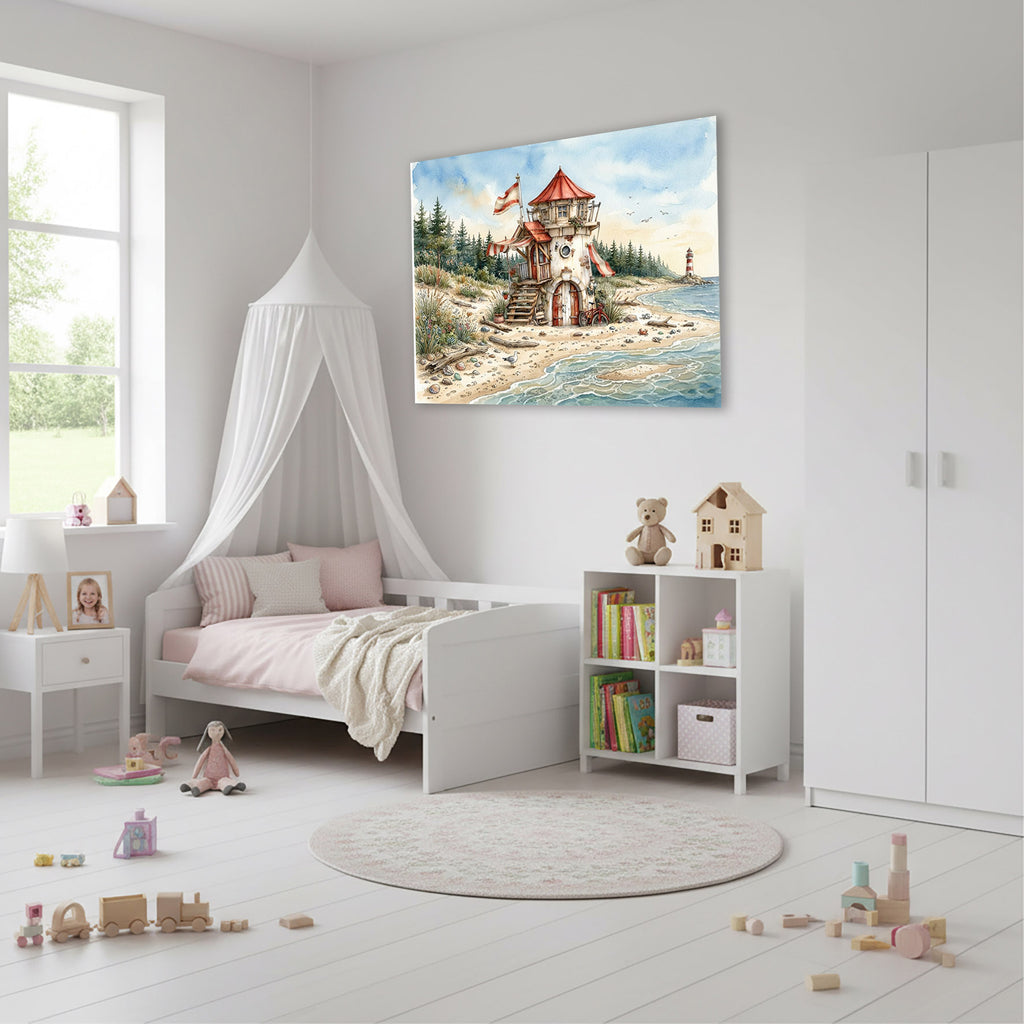 Wandbild Hausboot Karikatur 7 Kunstdruck auf Leinwand