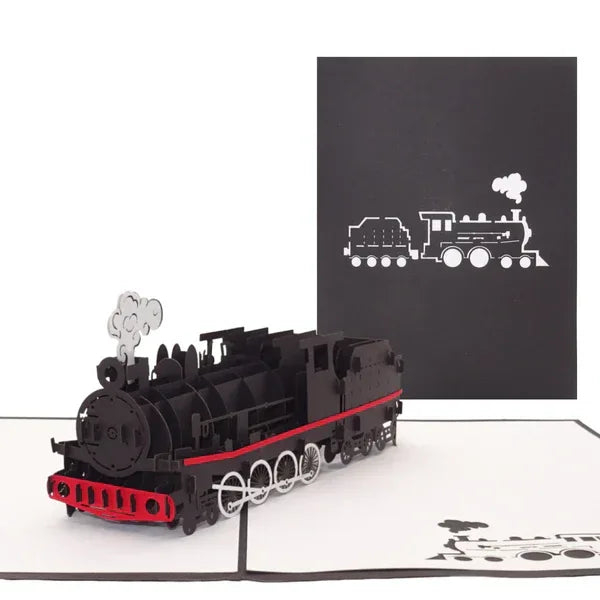 Pop Up Karte "Dampflok" Geburtstagskarte Eisenbahn - Einladung & Gutschein | Wandbild Galerie
