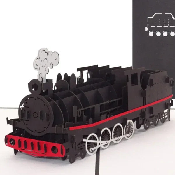 Pop Up Karte "Dampflok" Geburtstagskarte Eisenbahn - Einladung & Gutschein | Wandbild Galerie