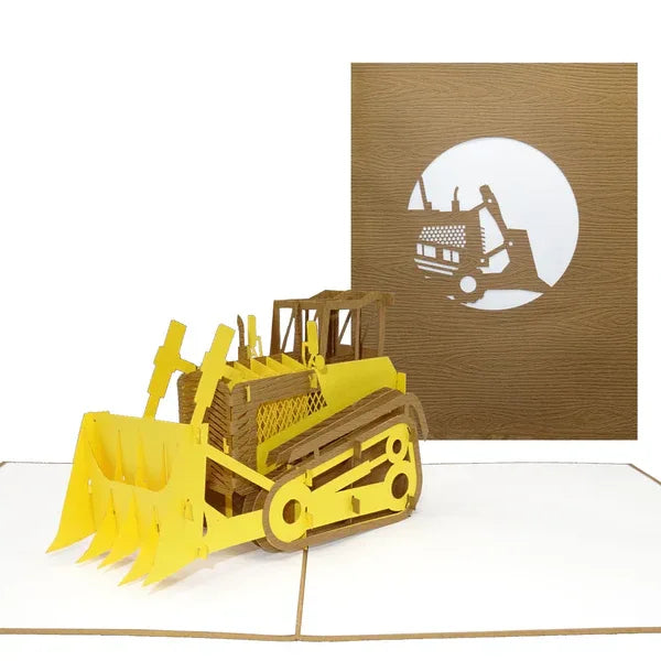Pop Up Karte "Planierraupe - Bulldozer“ 3D Geburtstagkarte & Geschenkgutschein | Wandbild Galerie