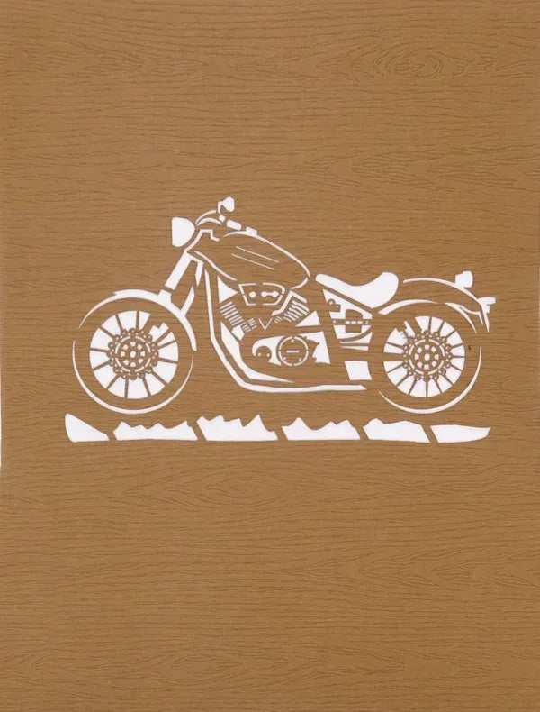 Pop Up Karte "Motorrad" 3D Geburtstagskarte wooden Motorbike - Gutschein Führerschein | Wandbild Galerie