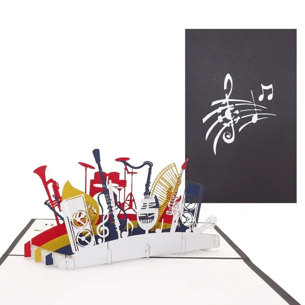 Pop Up Karte "Orchester Instrumente" 3D Geburtstagskarte, Einladung & Gutschein | Wandbild Galerie