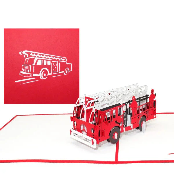 Pop Up Karte "Feuerwehr" 3D Geburtstagskarte, Karte zur Einschulung & Gutschein | Wandbild Galerie