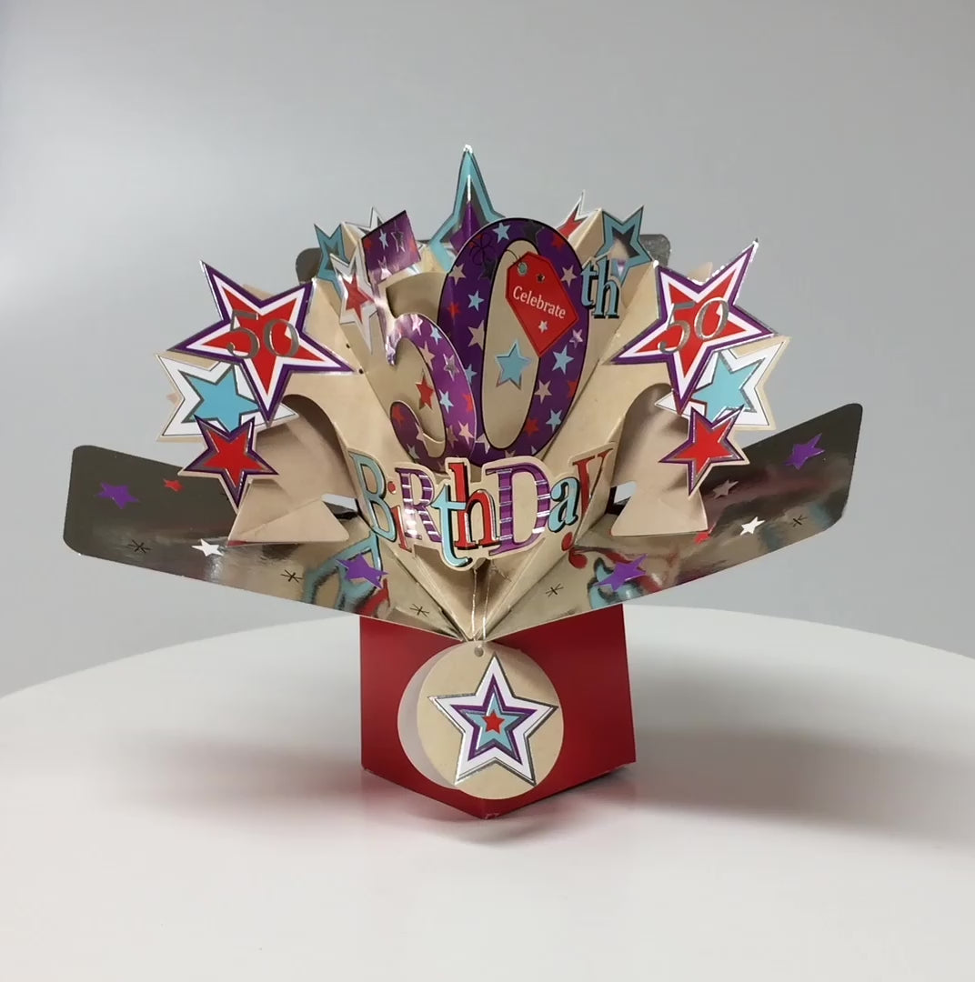 PopUp Klappkarte 50. Geburtstag 3 D Happy Birthday Pop Up Grußkarte