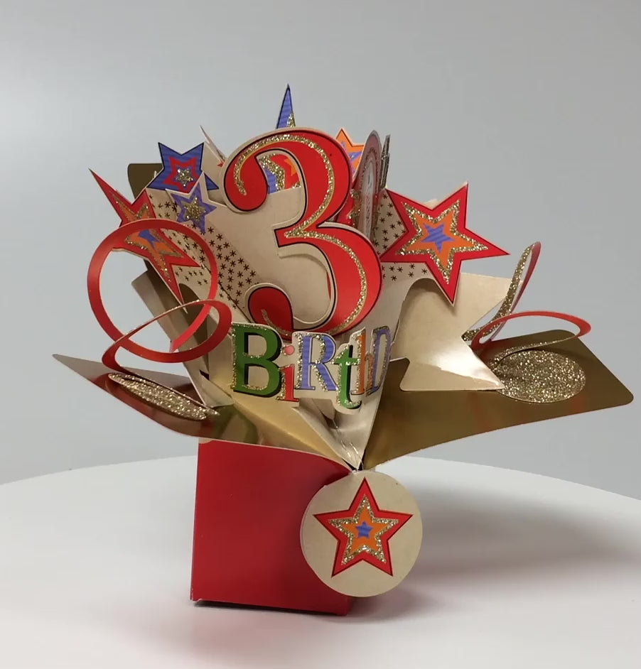 PopUp Klappkarte zum 30. Geburtstag Grußkarte Happy Birthday mit großer 30