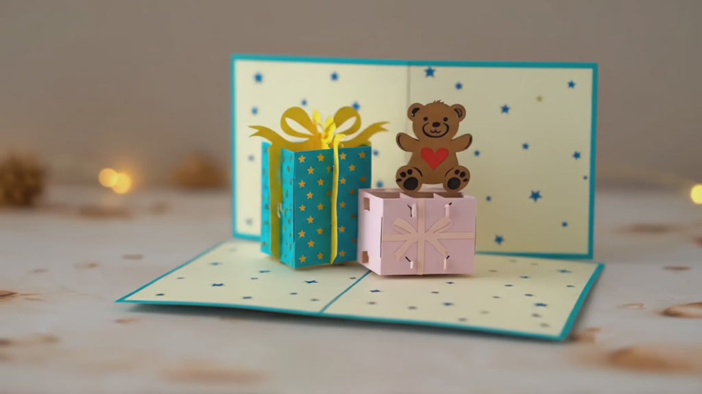 3D Pop Up Karte Teddy Geburtstagskarte Kinder Einladungskarte mit 3D