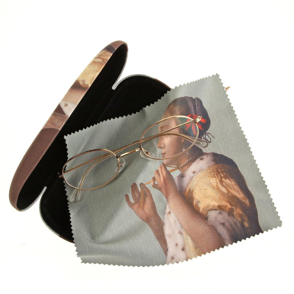 Brillenetui mit Putztuch Frau mit Perlenkette Johannes Vermeer | Wandbild Galerie
