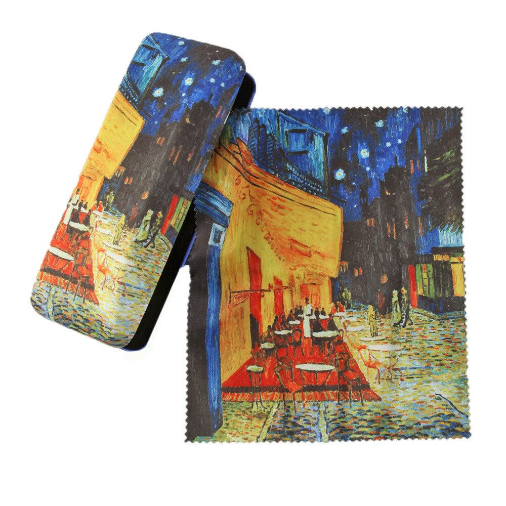 Brillenetui mit Putztuch Vincent van Gogh Cafeterasse am Abend Nachtcafe | Wandbild Galerie