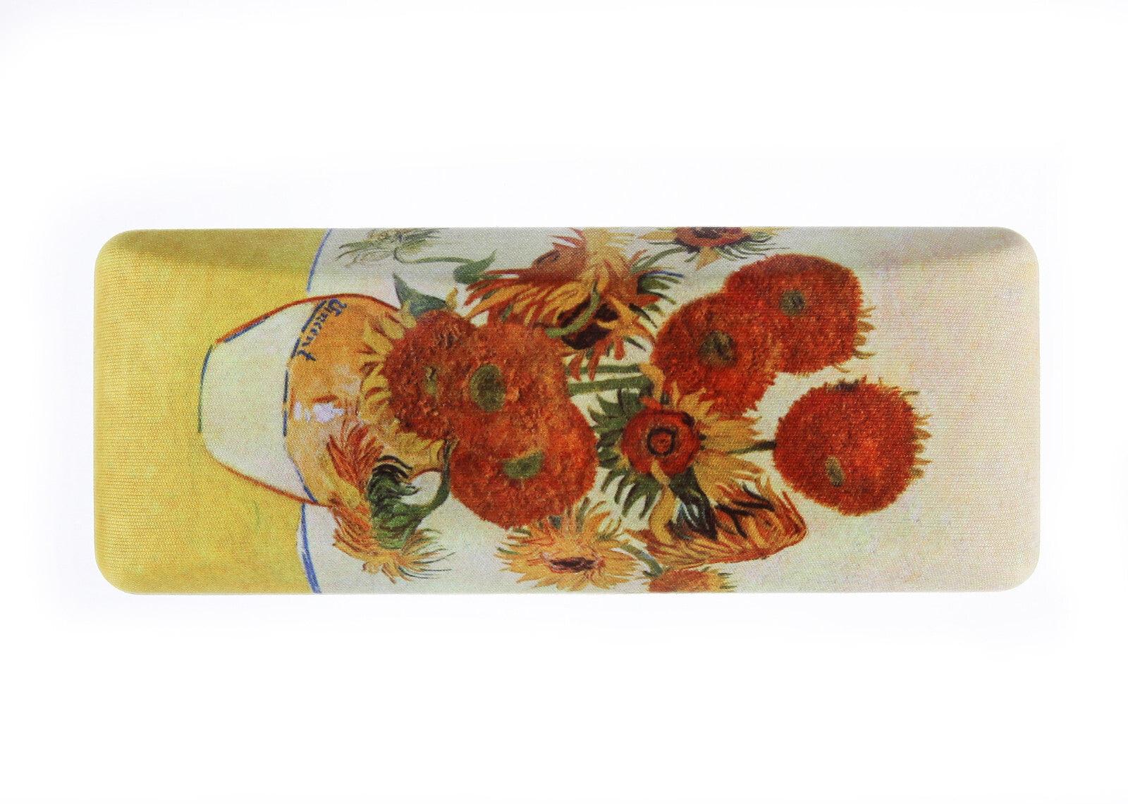 Brillenetui mit Putztuch Brillenbox microfaser bezogen Van Gogh Sonnenblumen | Wandbild Galerie