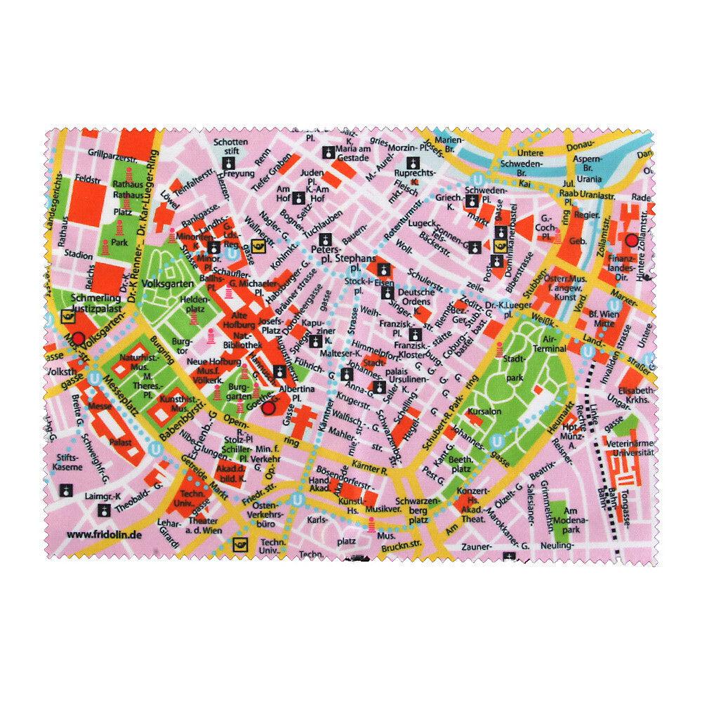 Brillenetui Wien Stadtplan Vienna City Map Etui mit Velour bezogen und Putztuch | Wandbild Galerie