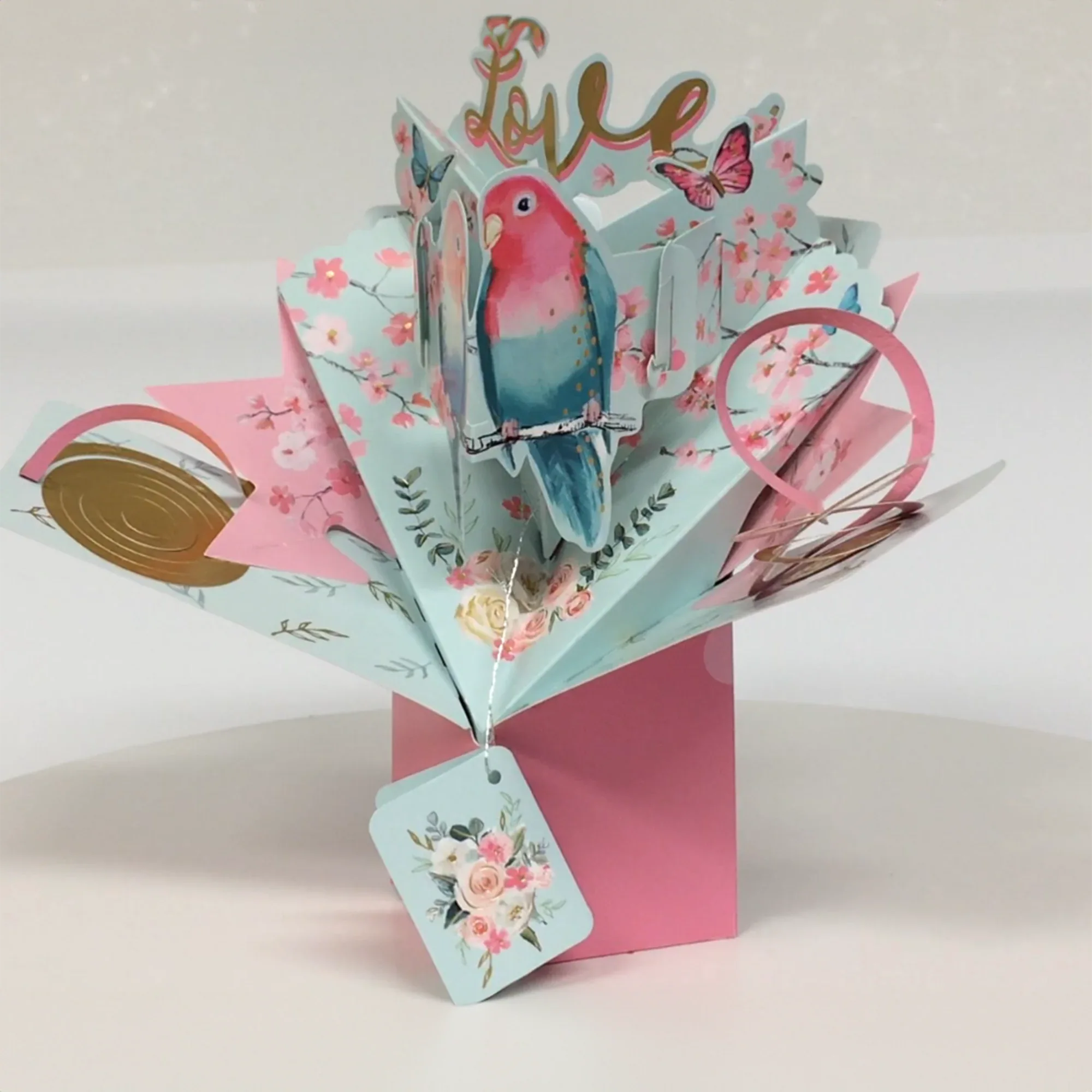 PopUp Klappkarte "Love" 3D "Love Birds" Geschenkkarte | Wandbild Galerie