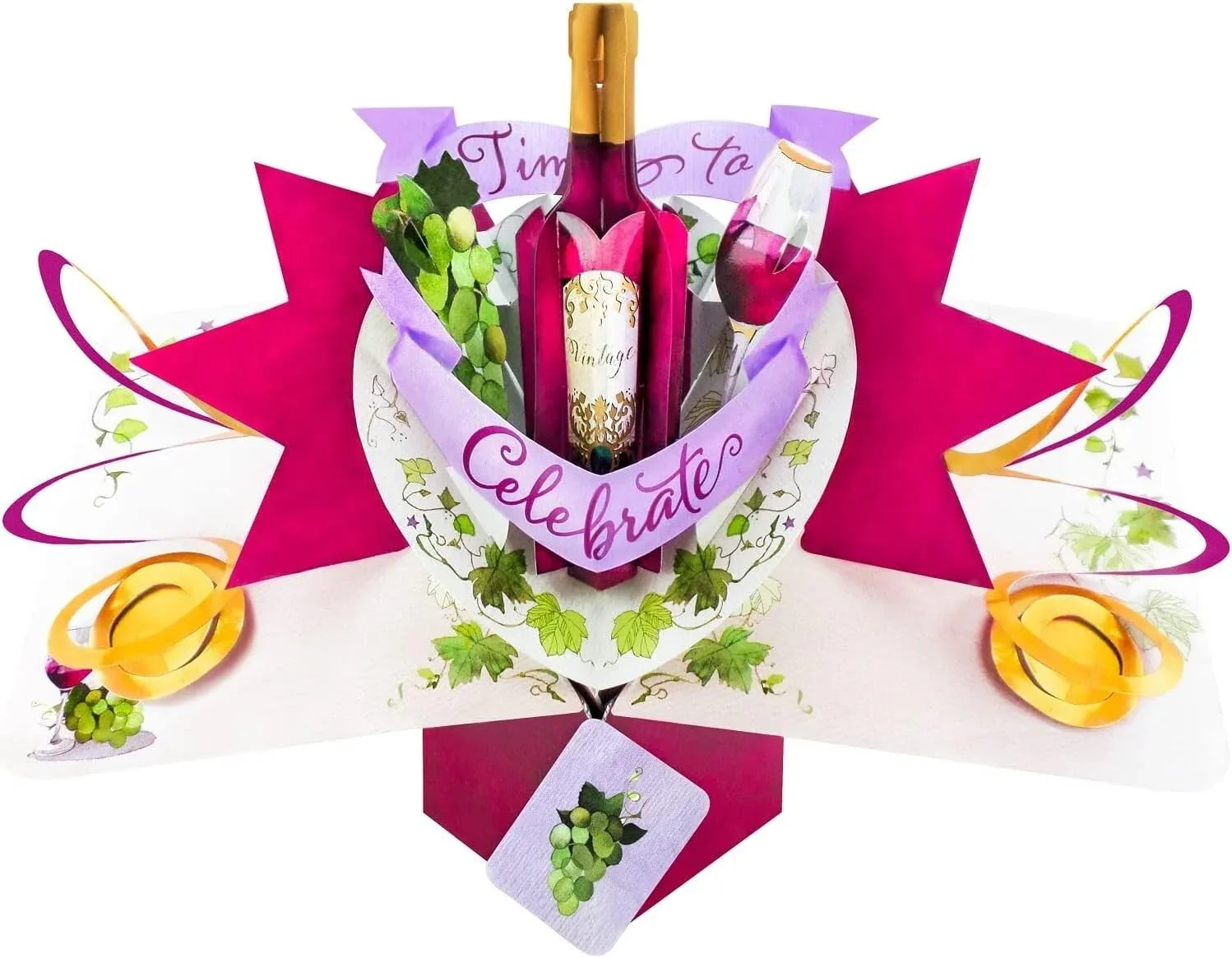 Pop Up Klappkarte Rotwein Motiv "Time To Celebrate" Geburtstag oder Jubiläen | Wandbild Galerie