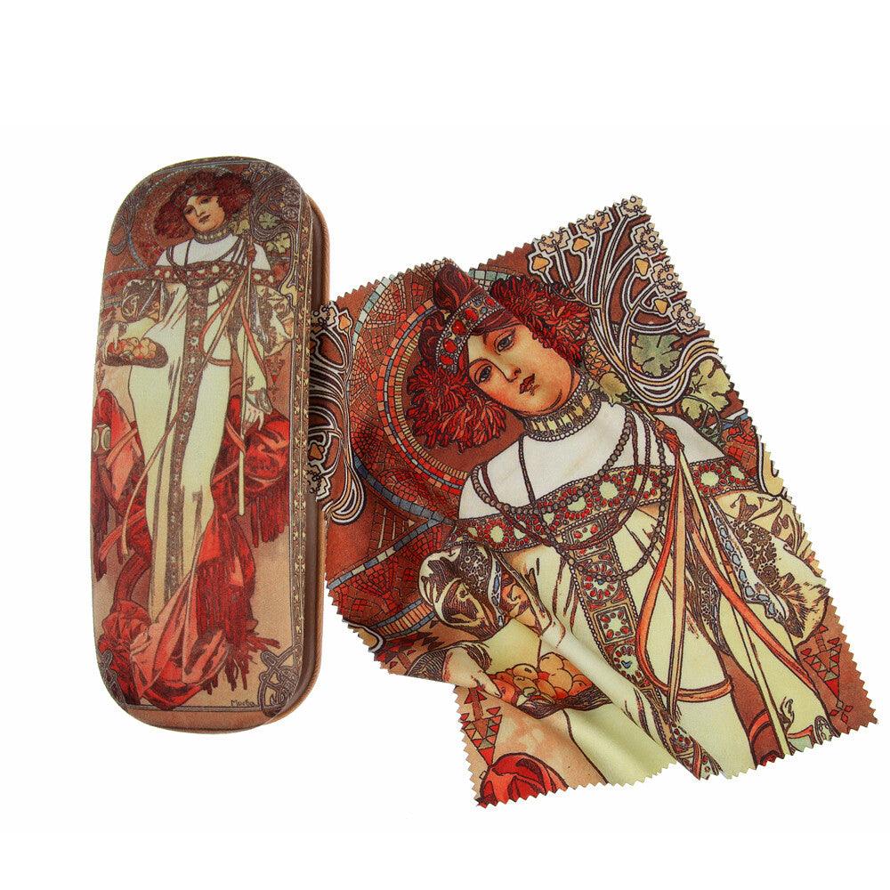 Brillenetui Set mit Putztuch Kunst Alphonse Mucha Herbst Hartschale Brillenbox | Wandbild Galerie