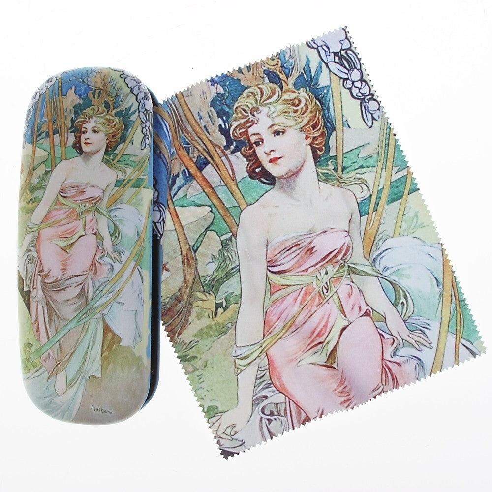 Kunst Brillenetui und Putztuch von Alphonse Mucha "Der Morgen - Le Matin | Wandbild Galerie