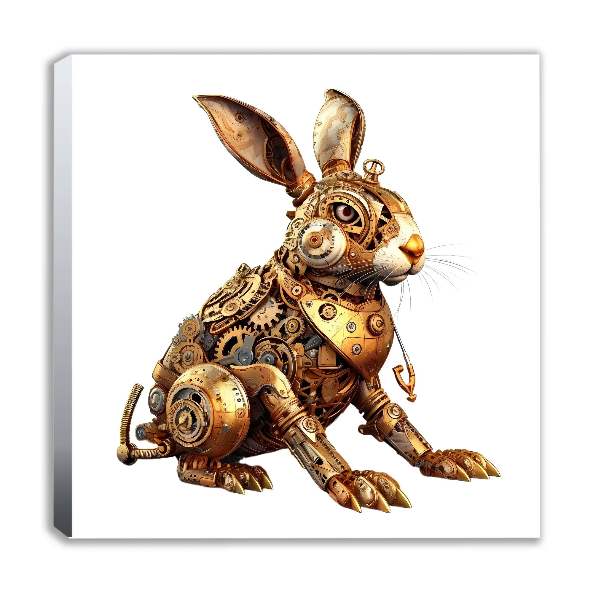 Wandbild Steampunk Hase 3x Kunstdruck auf Leinwand direkt zum Aufhängen | Wandbild Galerie