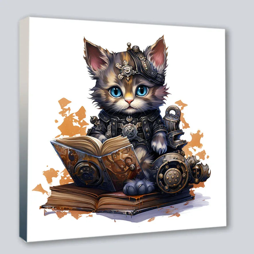 Wandbild Katzenkinder 13 Steampunk Kunstdruck auf Leinwand | Wandbild Galerie