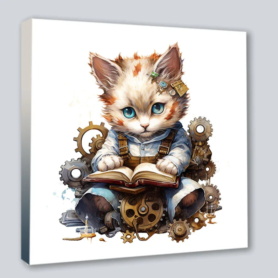 Wandbild Katzenkinder 16 Steampunk Kunstdruck auf Leinwand | Wandbild Galerie