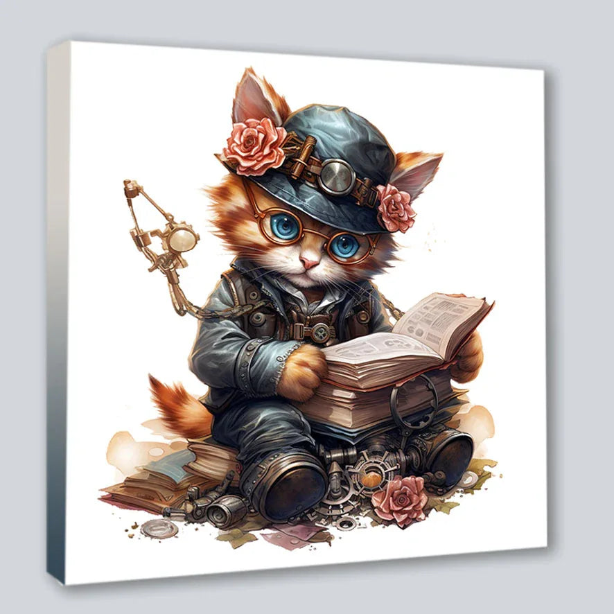 Wandbild Katzenkinder 17 Steampunk Kunstdruck auf Leinwand | Wandbild Galerie