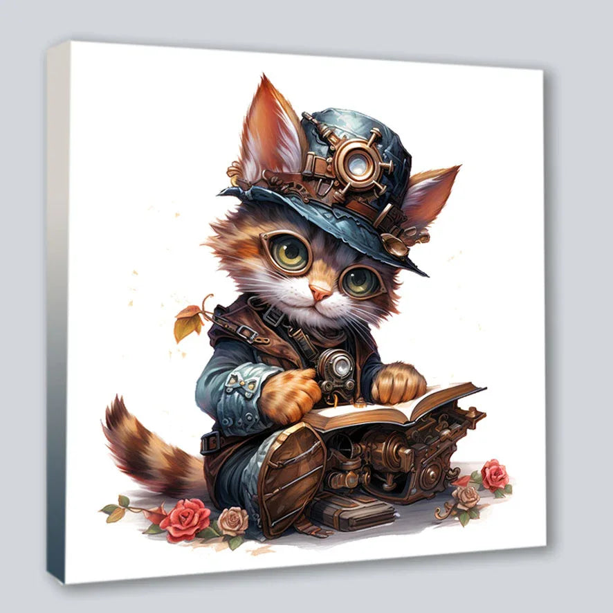 Wandbild Katzenkinder 18 Steampunk Kunstdruck auf Leinwand | Wandbild Galerie