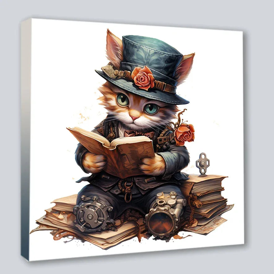 Wandbild Katzenkinder 19 Steampunk Kunstdruck auf Leinwand | Wandbild Galerie