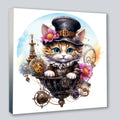 Wandbild Katzenkinder Steampunk Kunstdruck auf Leinwand direkt zum Aufhängen | Wandbild Galerie