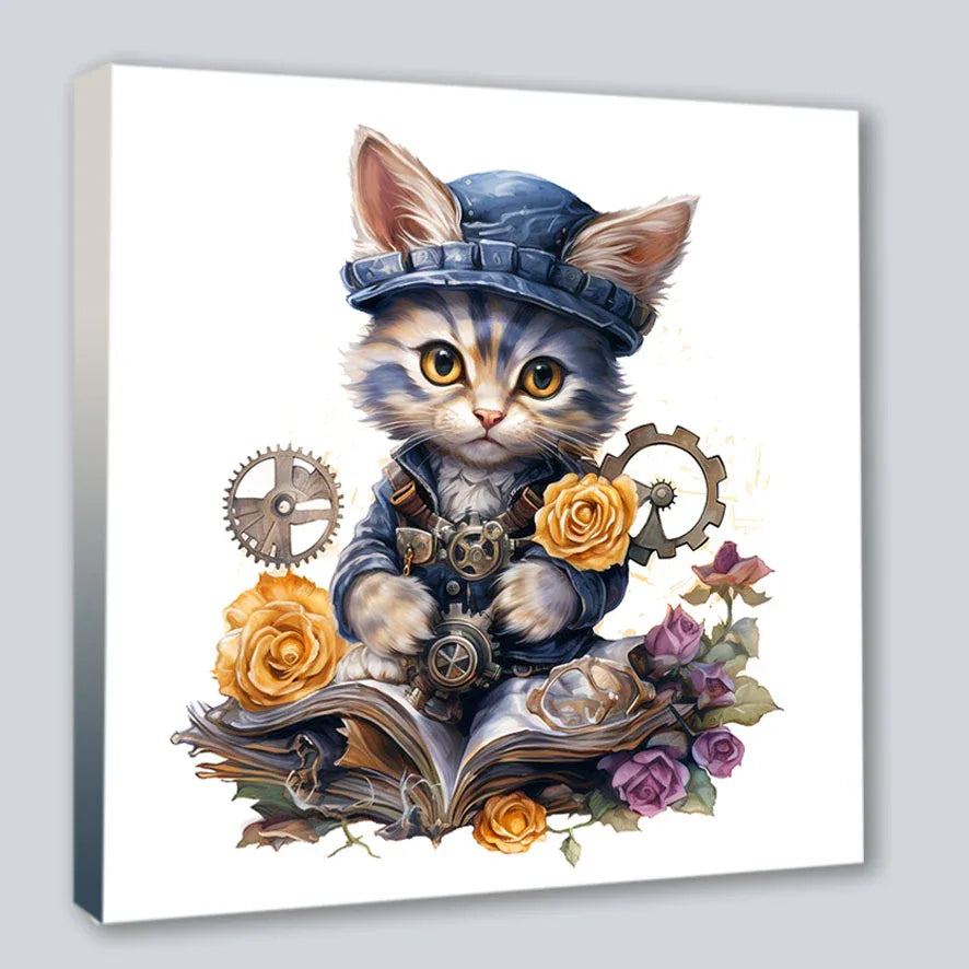 Wandbild Katzenkinder 20 Steampunk Kunstdruck auf Leinwand | Wandbild Galerie