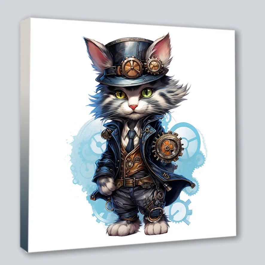 Wandbild Katzenkinder 9 Steampunk Kunstdruck auf Leinwand | Wandbild Galerie