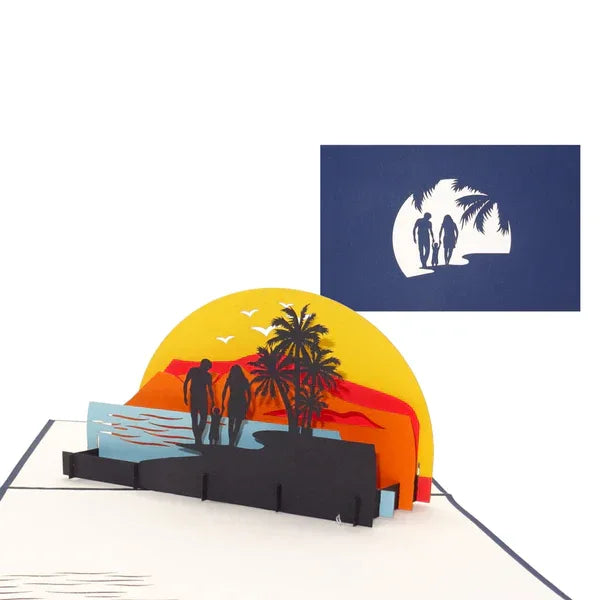 Pop Up Karte "Familienurlaub" - Einladung & Geschenkgutschein Urlaub Reisekasse | Wandbild Galerie